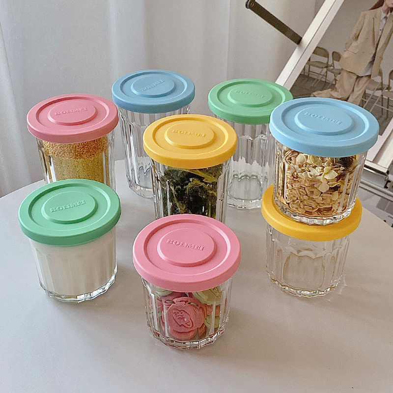 Coffee Tea Drawer Organizer - สีแก้วปิดผนึกถังเก็บกล่องขนมขบเคี้ยวถังหม้อชาแห้งผลไม้กาแฟ Bean Jar ตู้เย็นตู้คอนเทนเนอร์