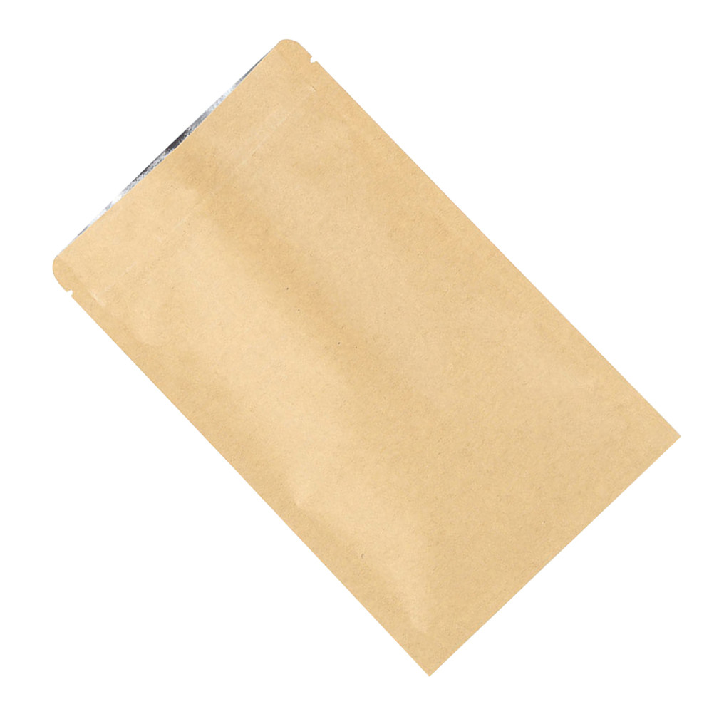 Coffee Tea Bags - ถุงซิปล็อคกันความชื้น 50 ชิ้น ทำจากกระดาษคราฟท์ ฐานแบน บุด้วยฟอยล์อลูมิเนียม