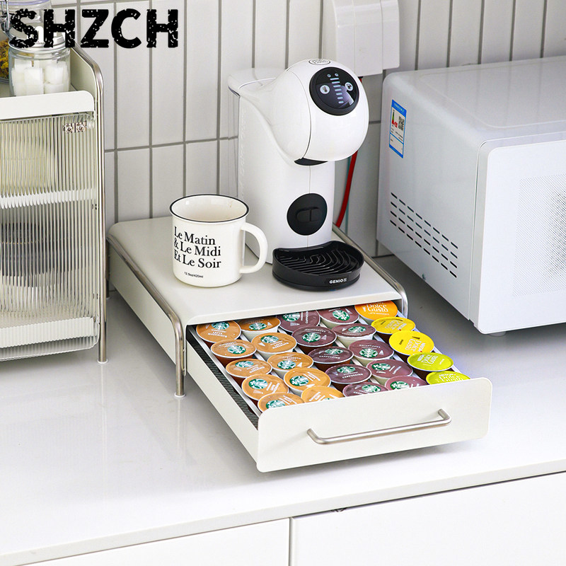 Coffee Tea Bags - ที่ใส่แคปซูลกาแฟ, กล่องจัดระเบียบแบบลิ้นชักสไตล์ INS สำหรับเคาน์เตอร์ครัว, กล่องเก็บถุงชา, ของตกแต่งบาร์บ้านระดับไฮเอนด์