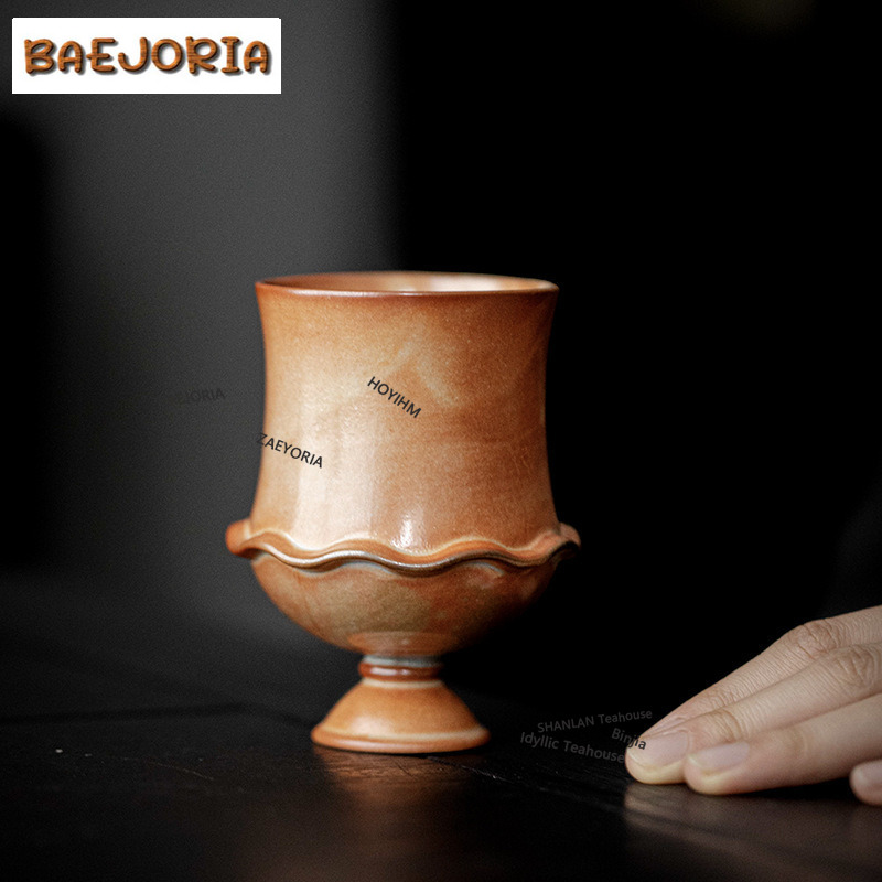 Coffee Tea Jug - BAEJORIA 230 มล. แก้วน้ำชาพอร์ซเลนลายไม้เผา แก้วกาแฟมีขาตั้ง ถ้วยชา