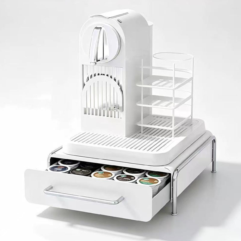 Coffee Tea Drawer Organizer - ชั้นวางเก็บกาแฟแบบแคปซูล ชั้นวางโชว์แบบมีลิ้นชัก ชั้นวางบนโต๊ะ ชั้นวางถุงชา กล่องเก็บของ ชั้นวางฐานเครื่องชงกาแฟ