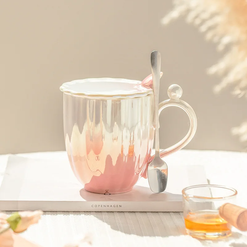 Coffee Tea Difference - แก้วเซรามิกเคลือบรูปโลมาไข่มุกสุดหรูแก้ว gratis ongkir ของขวัญคริสต์มาสชุดแก้วกาแฟเซรามิกถ้วยชาที่น่ารักและแตกต่าง