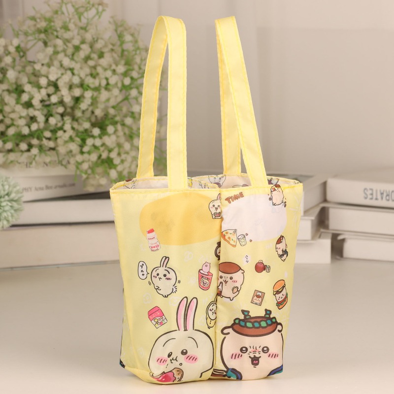 Coffee Tea Bags - กระเป๋าใส่แก้วน้ำพับได้ลายชิคคาวะ อุซางิ แบบพกพา ใส่ได้สองแก้ว สำหรับใส่เครื่องดื่ม ชานม