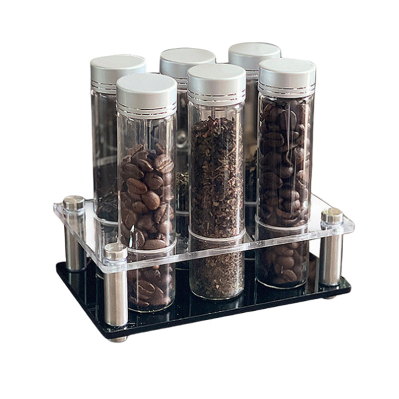 Coffee Tea Display - เมล็ดกาแฟคอนเทนเนอร์แบบพกพา Coffee Storage Jar ชั้นวางแก้วชาหลอดขวดซิลิโคนช่องทาง Espresso