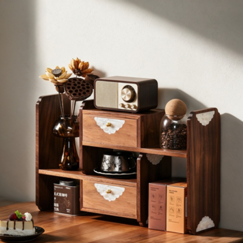 ชั้นวางของบนโต๊ะทำงานไม้เนื้อแ - Coffee Tea Display บทวิจารณ์และราคา