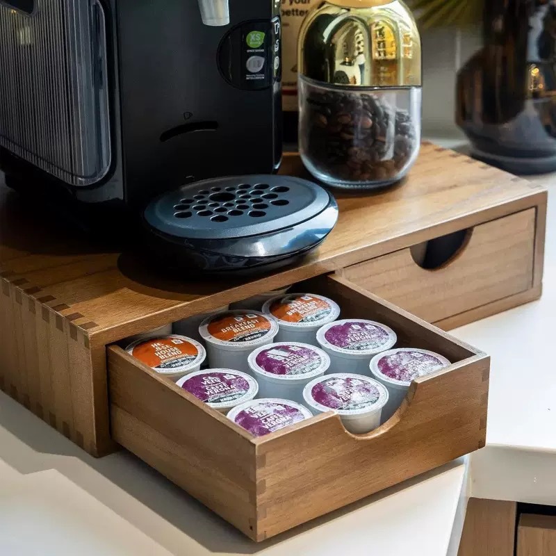 ฐานวางเครื่องชงกาแฟไม้เนื้อแข็ - Coffee Tea Drawer Organizer บทวิจารณ์และราคา