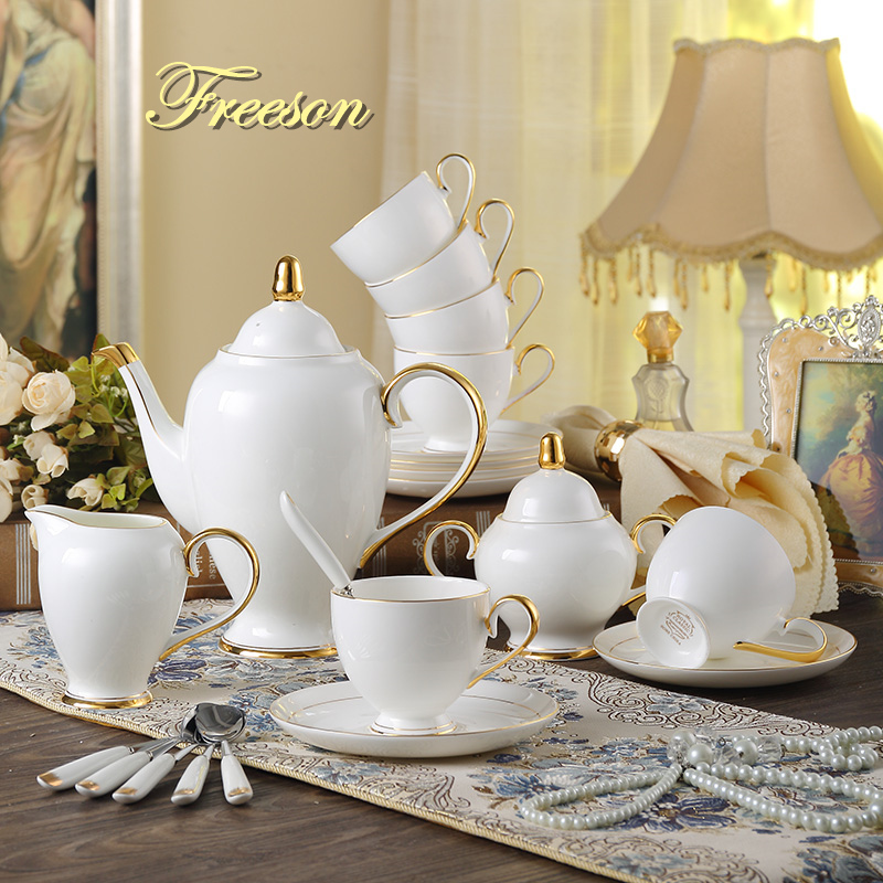 Grace Bone ชุดกาแฟจีนสีขาวทอง  - Coffee Tea Jug บทวิจารณ์และราคา