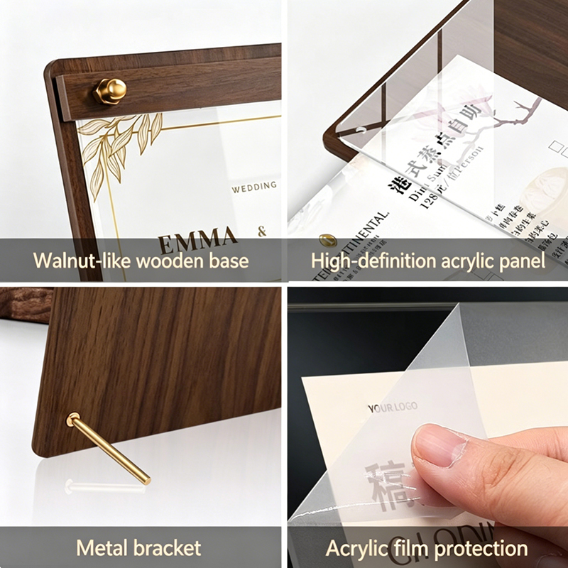 ป้ายเมนูอะคริลิคลายไม้แบบกำหนด - Coffee Tea Display บทวิจารณ์และราคา