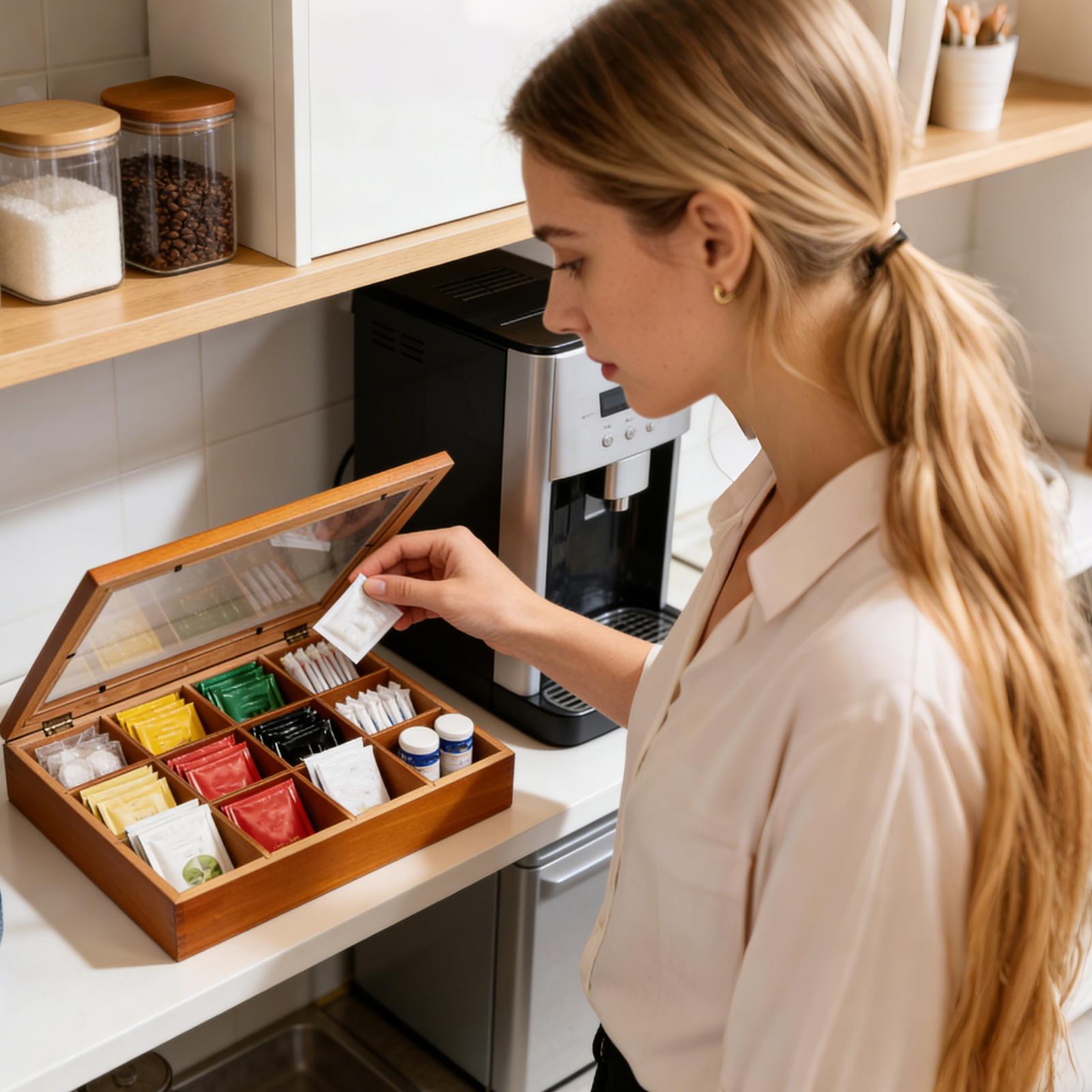 กล่องเก็บถุงชา 12 ช่อง กล่องไม - Coffee Tea Drawer Organizer บทวิจารณ์และราคา