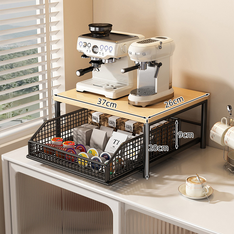 ชั้นวางเครื่องชงกาแฟแบบดึงออกไ - Coffee Tea Drawer Organizer บทวิจารณ์และราคา