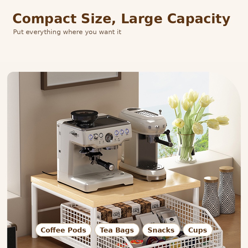 ชั้นวางเครื่องชงกาแฟแบบดึงออกไ - Coffee Tea Drawer Organizer บทวิจารณ์และราคา